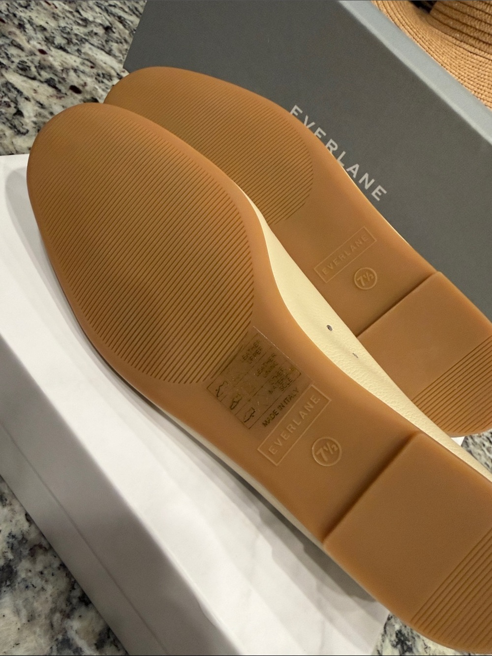 Everlane Cream Pebbled Leather Ballet Flats - 7.5 NEW - Picture 9 of 11